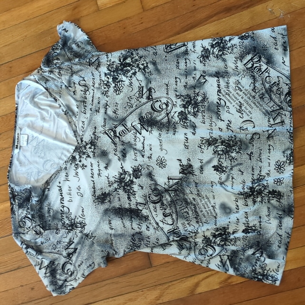 Nygard Collection Black and White Short Sleeve Top Size l 14-16